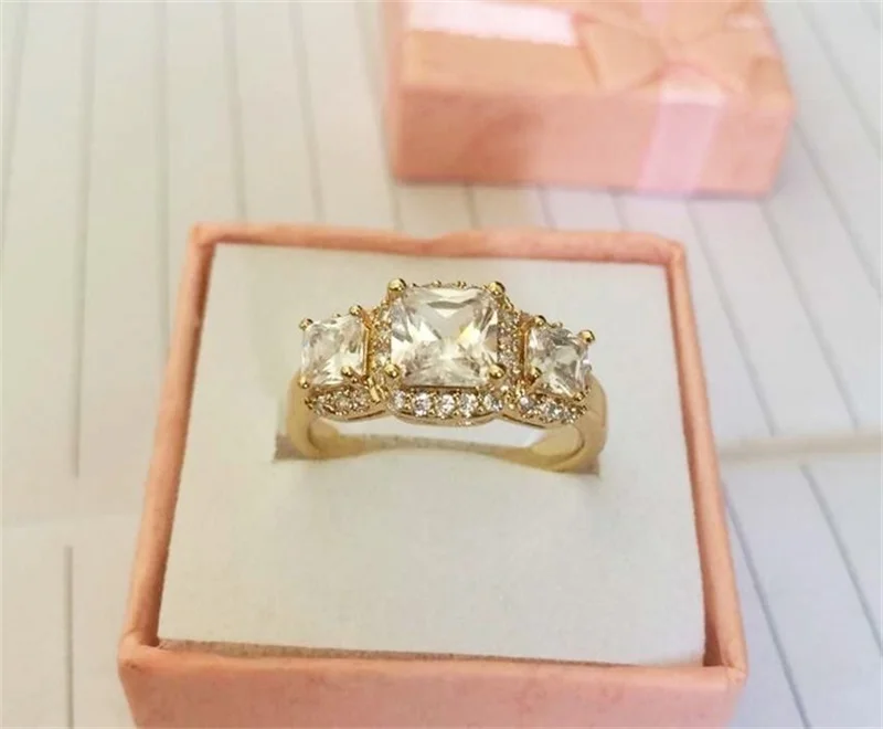YANHUI список модное золотистое кольцо с Чистая кристальная Свадебная кольца модные ювелирные изделия для женщин YR033