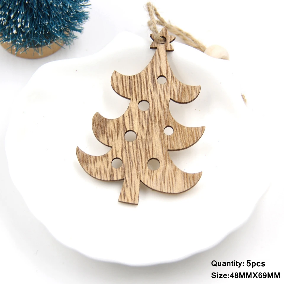 Tree 5 шт. милые винтажные рождественские деревянные подвески, украшения DIY деревянные поделки детский подарок орнамент с рождественской елкой украшения для рождественской вечеринки - Цвет: Tree
