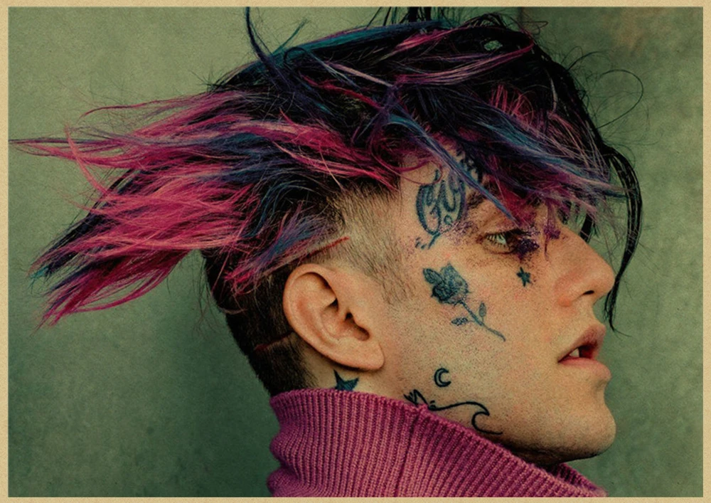 Рэпер Lil Peep плакат крафт-бумага наклейки на стену ВИНТАЖНЫЙ ПЛАКАТ качество для гостиной домашний декор - Цвет: Черный