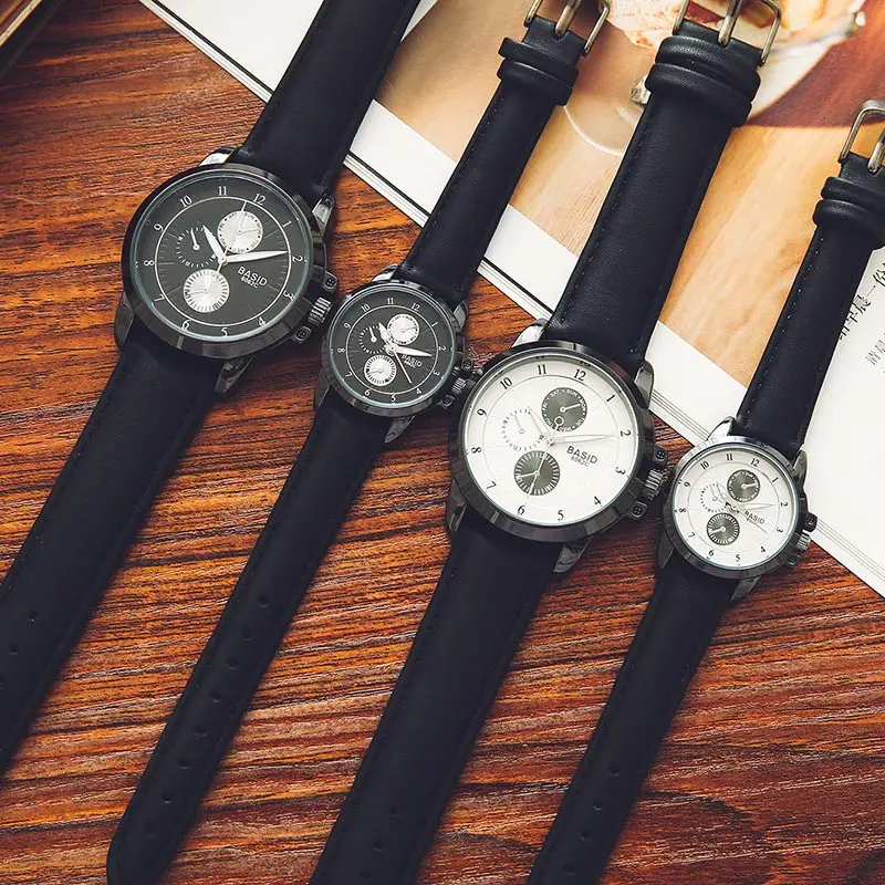 Часы наручные мужские кварцевые с кожаным ремешком модные повседневные