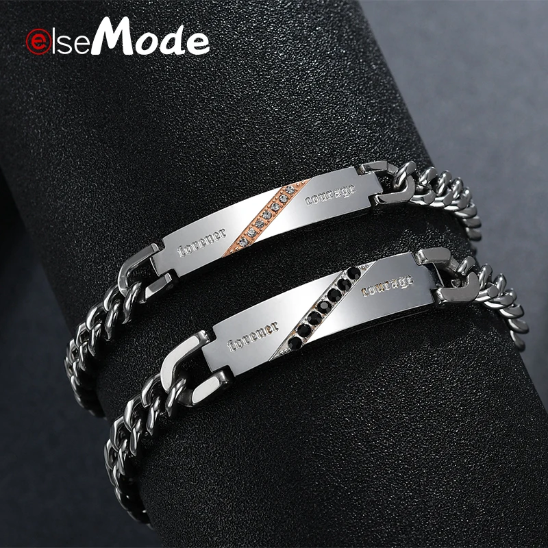 Женские и мужские браслеты ELSEMODE стразы из нержавеющей стали ювелирные изделия