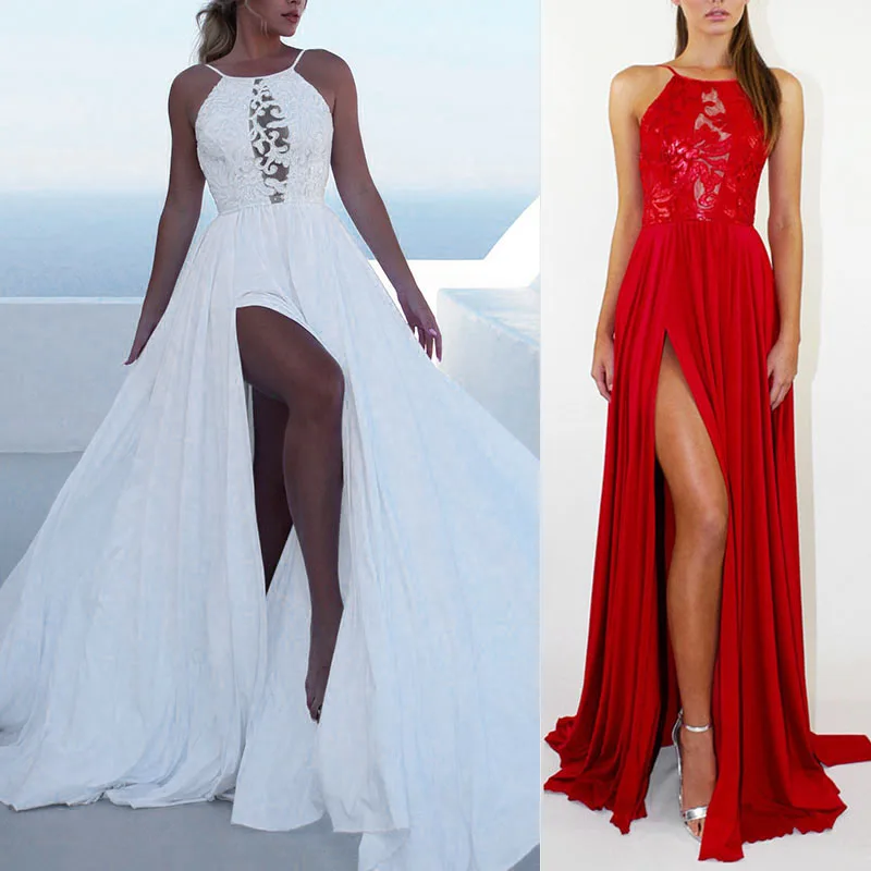 Длинное платье Дамская Женская одежда летние модные сексуальные без спинки