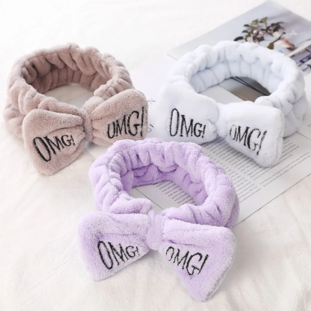 M MISM Fashion Letter OMG Женская повязка на голову из хлопка аксессуары для волос, бантики-узел эластичные женские обручи мыть лицо маска Тюрбан