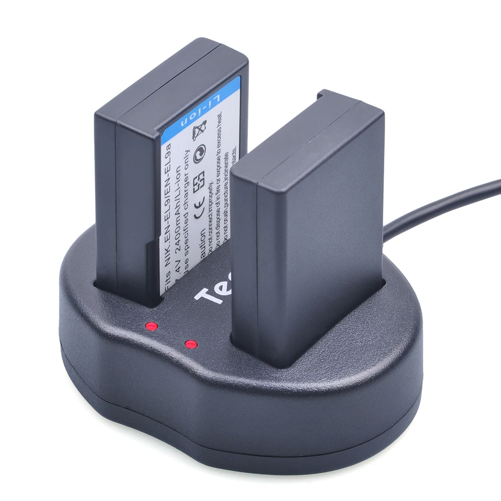 Tectra EN-EL9 ENEL9 ENEL9a USB двойное зарядное устройство для Nikon D5000 D3000 SLR D40 D40x D60