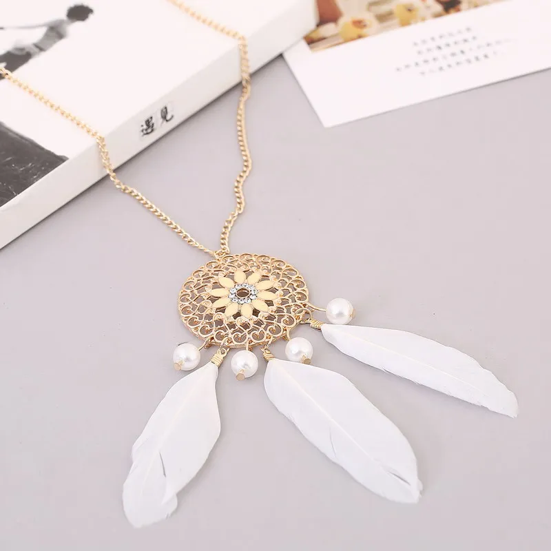 Бежевый Опал Камень Мечта Поймать Сеть Подвеска Ожерелье Для Женщин Белый/Синий