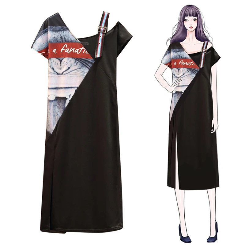 Trytree/летнее уличное Хлопковое платье с принтом из полиэстера женское