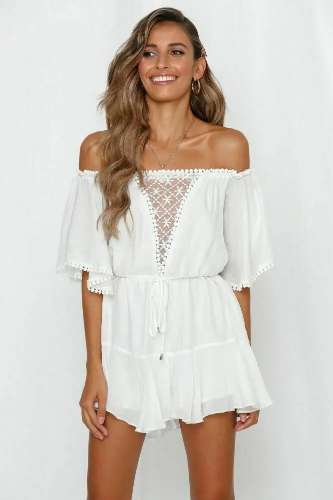 Женский шифоновый комбинезон Boho свободный пляжный с коротким рукавом и