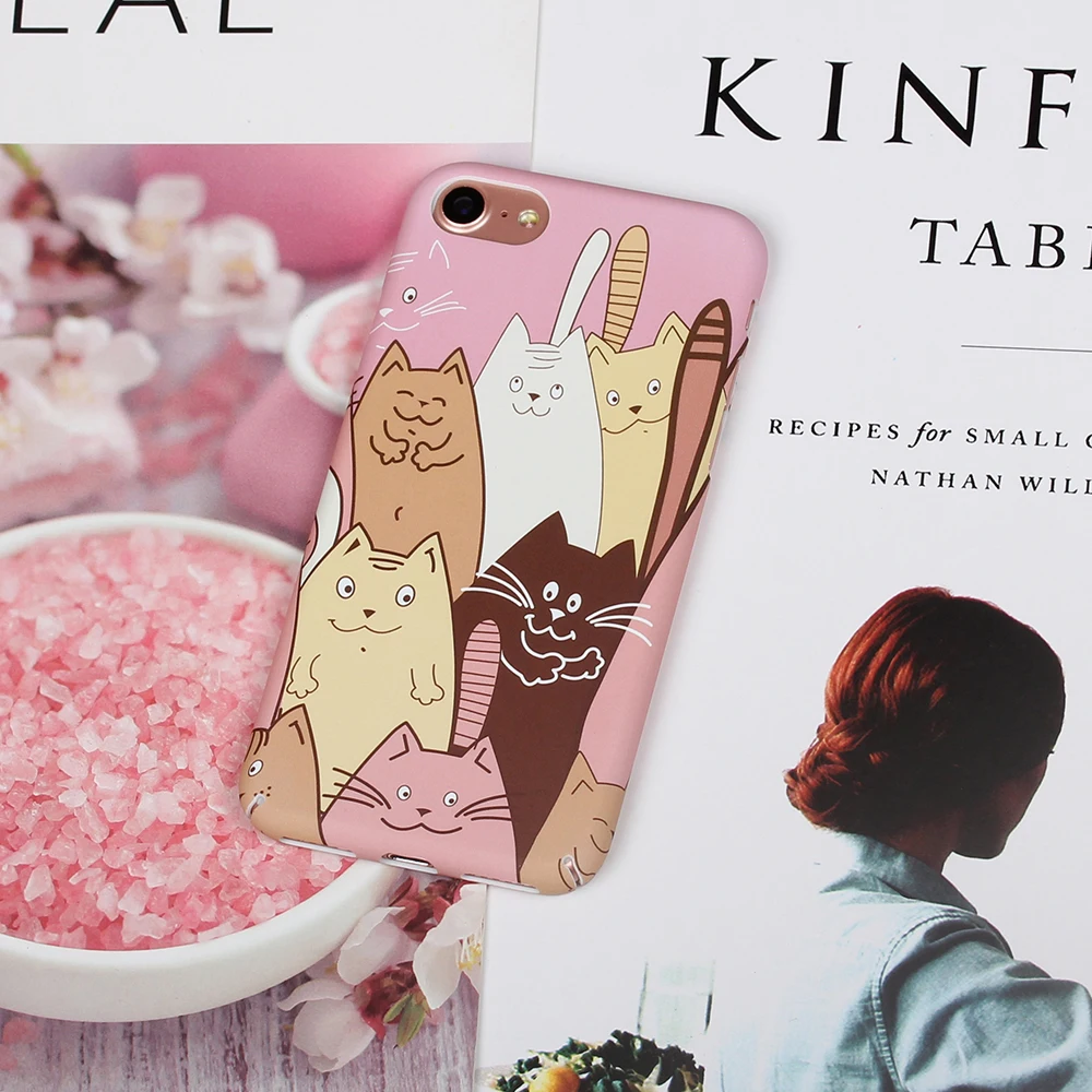 Hard Full Cover PC cute Cats Phone Case For iphone 6 7 8 x plus fundas plastic Capa Cases |