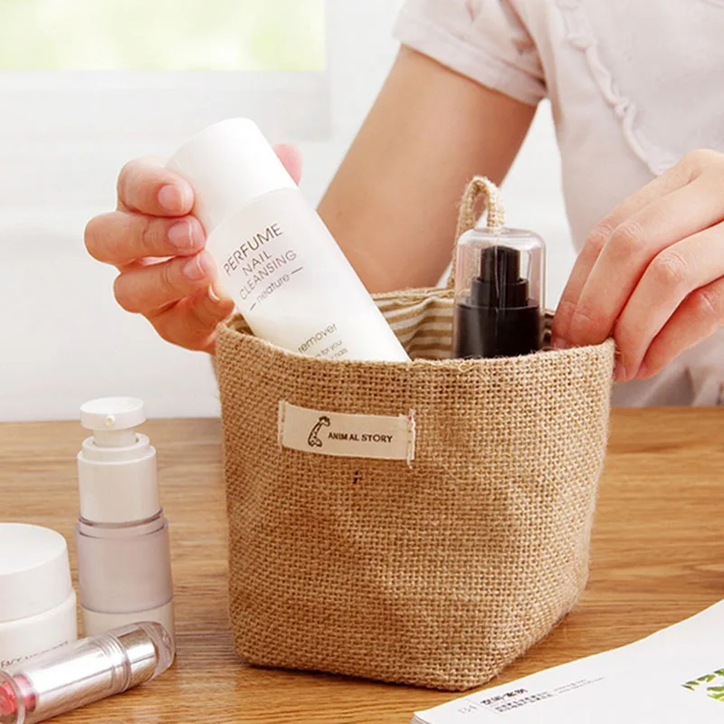 Льняная плетеная корзина для хранения узор в горошек полоску креативная разные