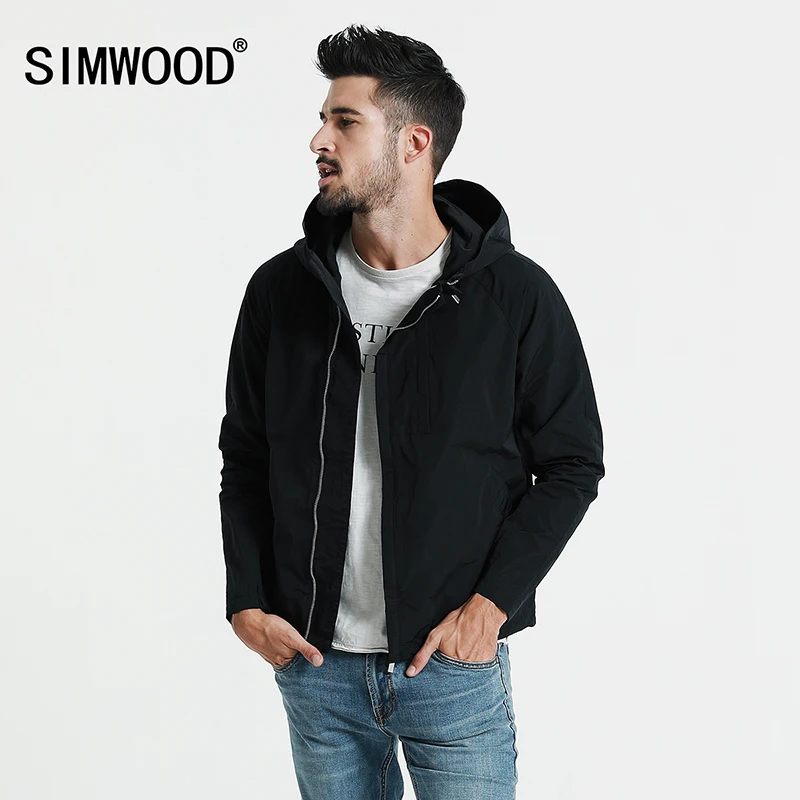 Приталенный мужской жакет SIMWOOD, демисезонная ветровка, повседневная куртка,, уличная одежда батальных размеров, JK017005