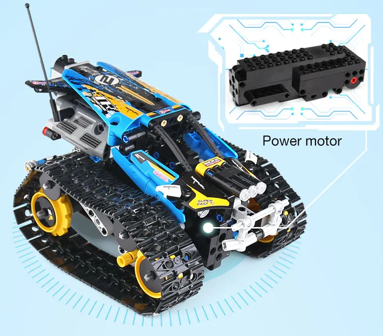Двигатель мощность до Функция RC Гусеничный гонщик Электрический fit technic автомобиль 42065 скорость автомобиля строительный блок кирпичи модель ребенок подарок