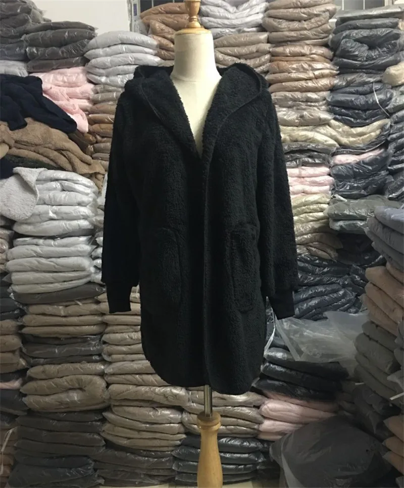 Большой размер, S-5XL, искусственный мех, плюшевый мишка, пальто, куртка, женская мода, открытая стежка, зимнее пальто с капюшоном, женское, длинный рукав, пушистая куртка