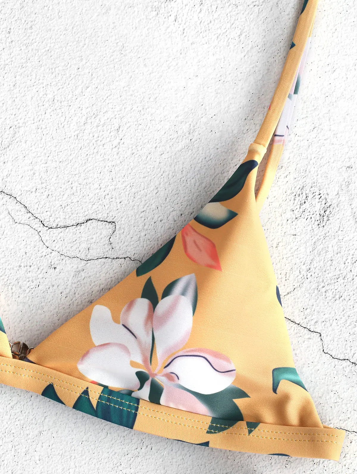 ZAFUL Leaf Print Набор для бикини с глубоким вырезом и Тонкий-бретельками Свободный мягкий купальник Пуловер Повседневный пляжный купальник Бикини