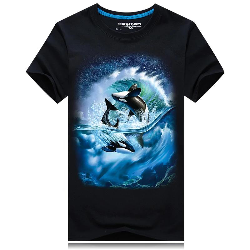 Мужская Повседневная футболка с 3d принтом модная рисунком Кита большого размера