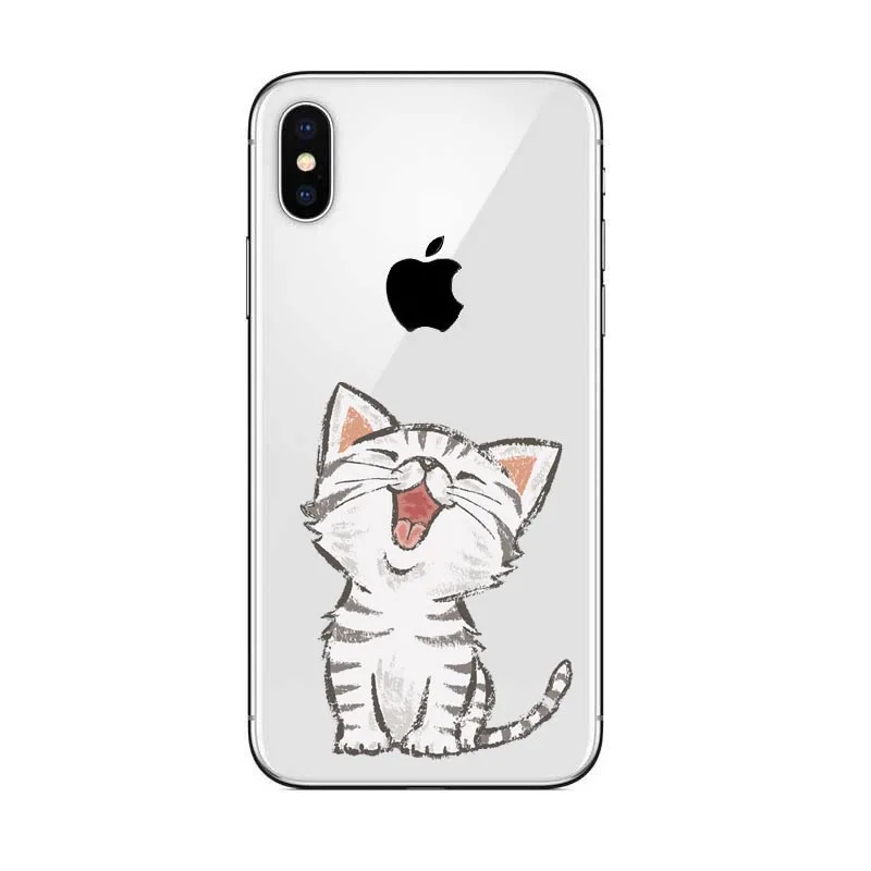 Чехол для iPhone X чехол 5 6 6S 7 8 Plus XS Max XR с милыми животными мягкий из ТПУ