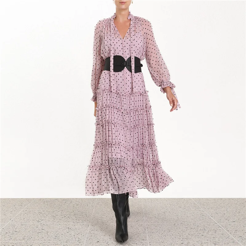 Платье миди с узором в горошек женские комплекты из 2 предметов лето 2019 Boho