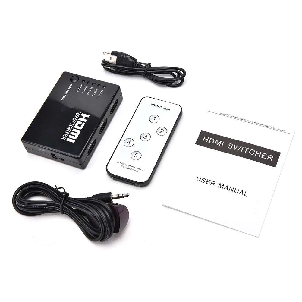 1 компл. Mini 5 портов 1080P видео HDMI переключатель сплиттер с ИК пультом