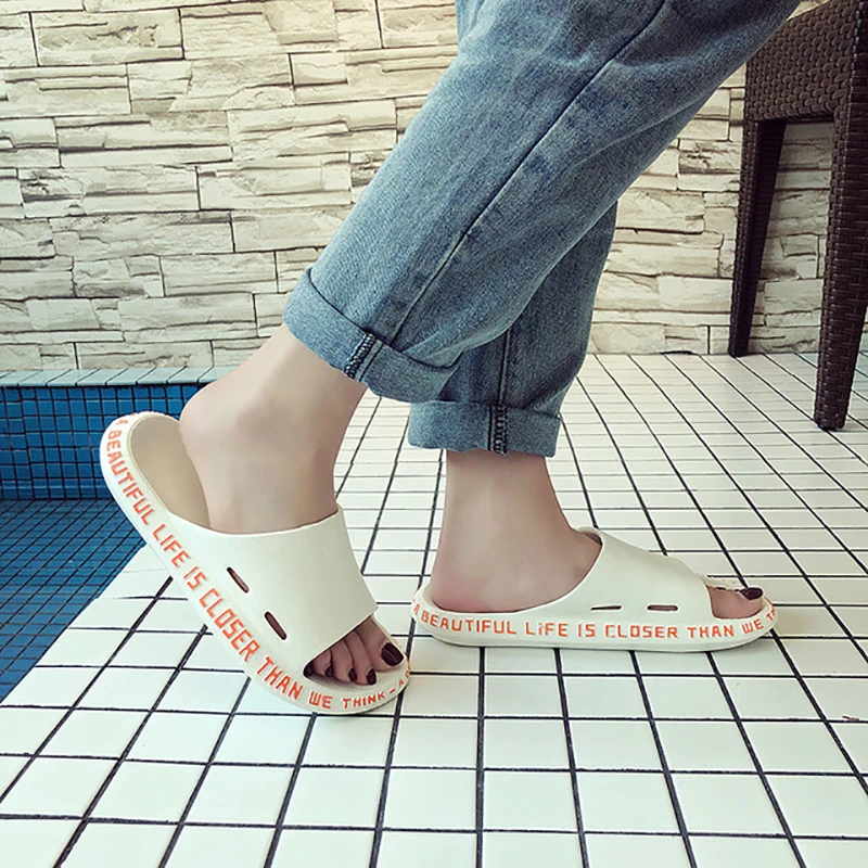 Модные мужские слиперы с надписью сбоку из ЭВА мужская обувь женские парные