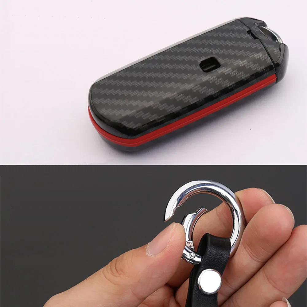 

ABS Carbon Fiber Shell+Silicone Cover Remote Key Holder Fob Case&KeyChain For Mazda Series