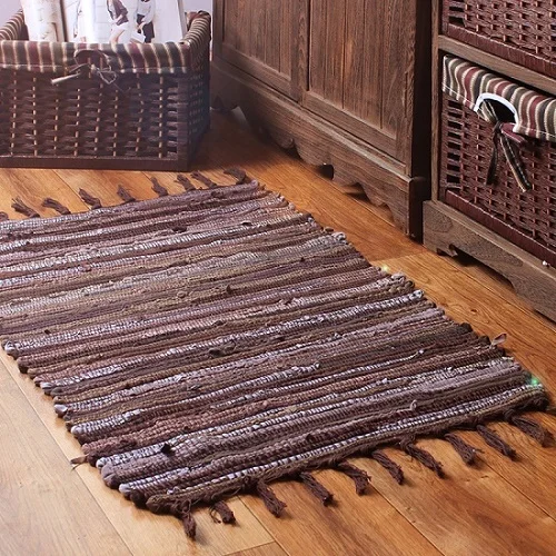 

Hand Hooked Cotton Linen Kitchen Mats Yoga Cushion Striped Sofa Carpets Living Room Bed Rugs Tapete Wave Window Pads Tablecloth