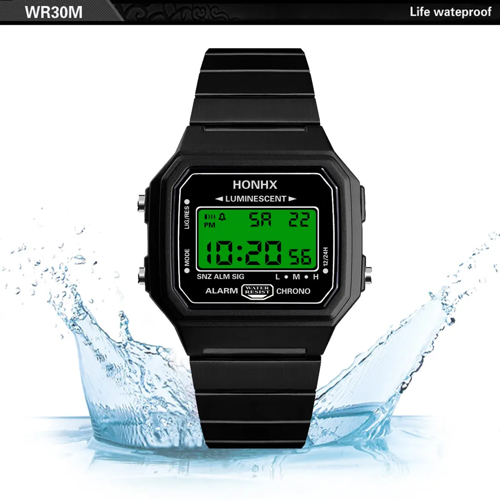 Honhx Mens часы светодиодный цифровой экран наручные Дата спортивные часы для мужчин женщин унисекс для мальчиков и девочек подарок для детей часы Relogio Masculino Q