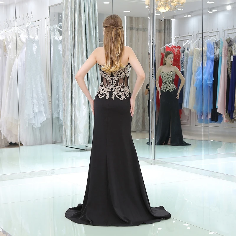 Сексуальное черное длинное платье подружки невесты jaevini золотистое кружевное с