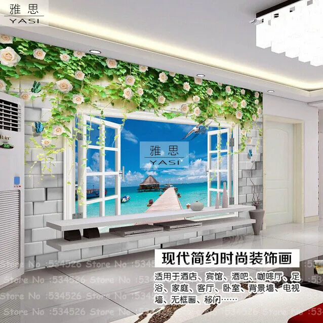 Окно 3d кирпич обои настенные современные дизайн papel де parede Сказочный фон