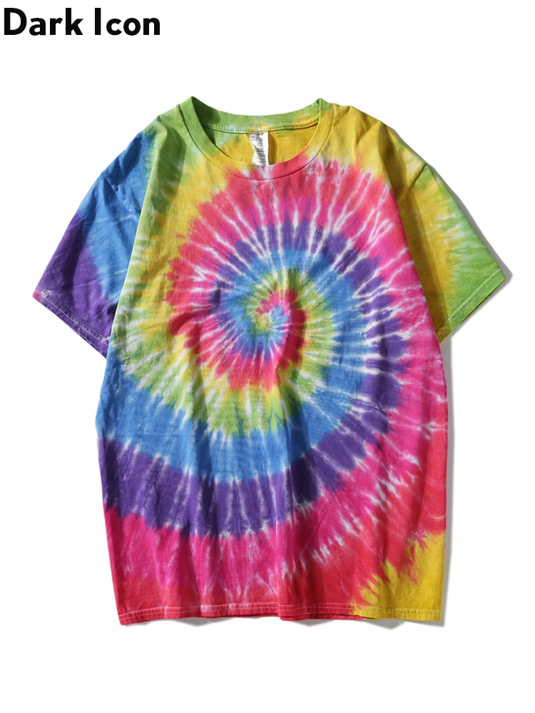 

Dark Icon Paisley Tie Dye T-shirt Men 2019 Summer Round Neck Hiphop Tshirts Cotton Casual Tee Shirts
