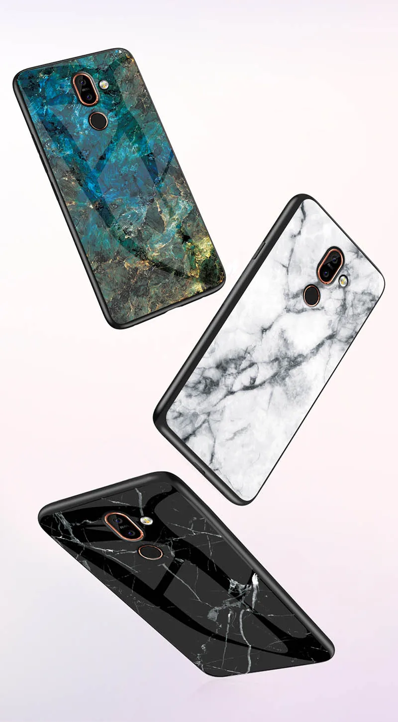 Leanonus мраморный чехол из закаленного стекла для Nokia 7 Plus, глянцевая задняя панель, защитный чехол для Nokia 7 Plus 7 Plus, стеклянный чехол для телефона