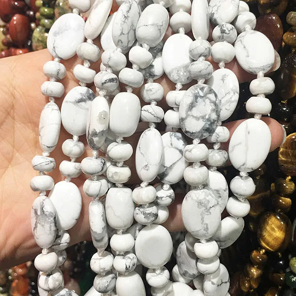 White Turquoise Ожерелье из натурального камня Агаты ожерелье с кварцевым камнем для женщин и мужчин 6x8 мм 13x18 мм 18 дюймов 23 Цвета - Окраска металла: White Turquoise