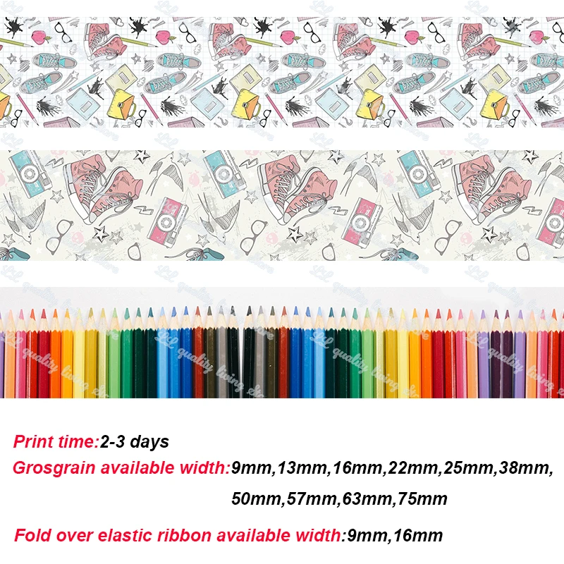 

writing materials printed grosgrain ribbon pencil printed ribbon accessories material bag garment 50 yards