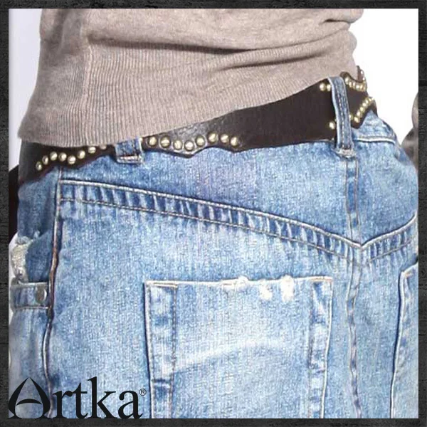 ARTKA женский летний ремень из натуральной кожи ручной работы необычный красивый