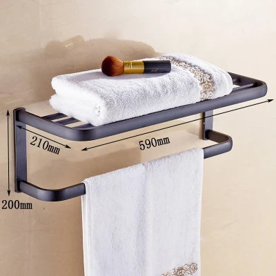 towel rack only Серия FZ, черный матовый толстый набор аксессуаров для ванной комнаты, Полка для полотенец, держатель для бумаги, крючок для одежды 414B - Цвет: towel rack only