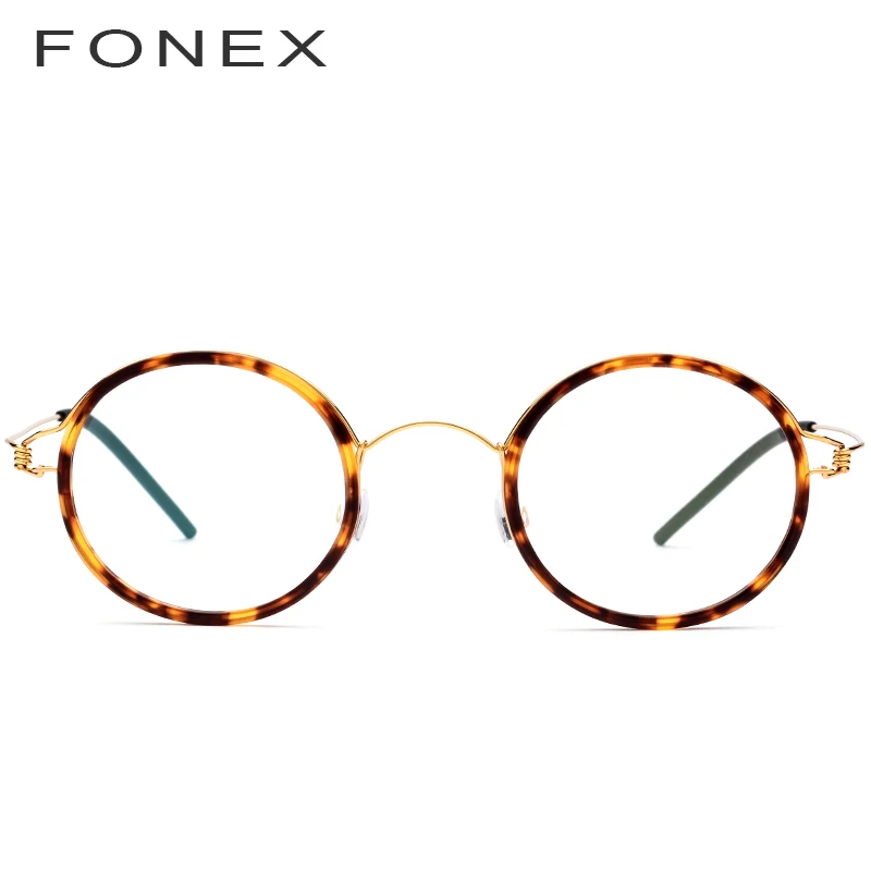 FONEX очки из титанового сплава мужские ацетатные круглые оправы для очков женские оптические оправы для близорукости очки без винтов по рецепту 98613
