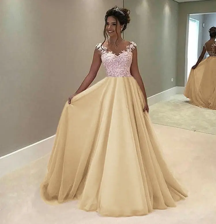 Шампанское Robe rose pour mariage2019 Новое кружевное платье с рукавами-крылышками ALinerobe de demoiseur d'honneur pour mariage длинное платье vestidos boda invitada - Цвет: Шампанское