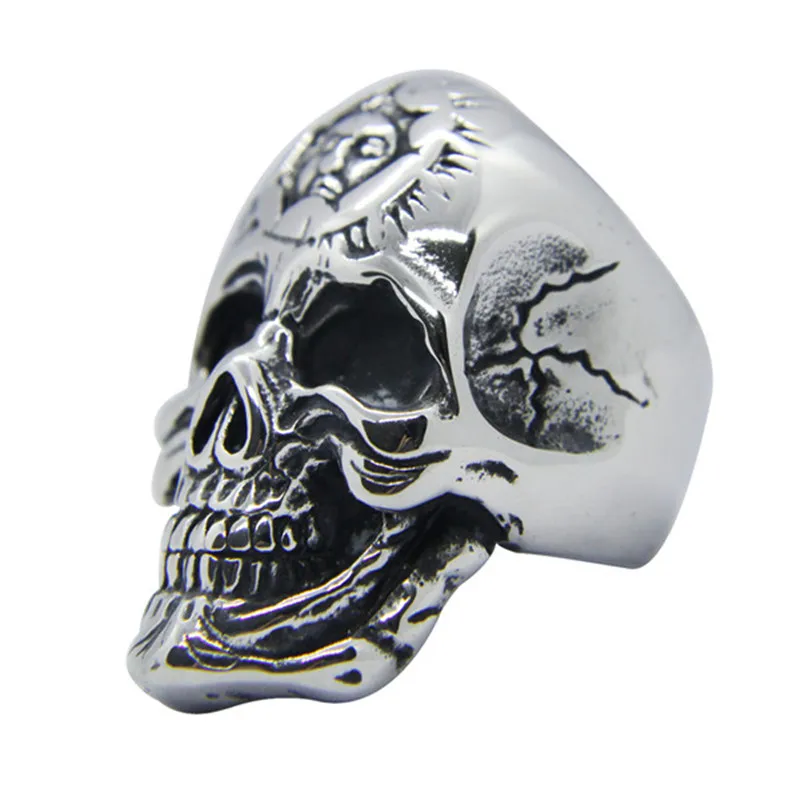 1pc Dropship Cool Double Skull Ring 316L Stainless Steel Men Boys Punk Style Rock | Украшения и аксессуары