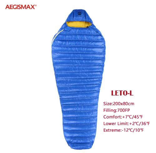 LETO L Blue Новинка, AEGISMAX,, поступление, LETO, спальный мешок, водоотталкивающий, белый гусиный пух, Мумия, Сверхлегкий, сплайсинг, для походов, кемпинга, 700FP - Цвет: LETO L Blue