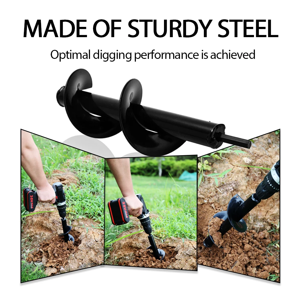 

Household Professional Garden Auger Spiral Drill Bit Drilling Tool Accessories for Planting Bedding Bulbs Seedlings