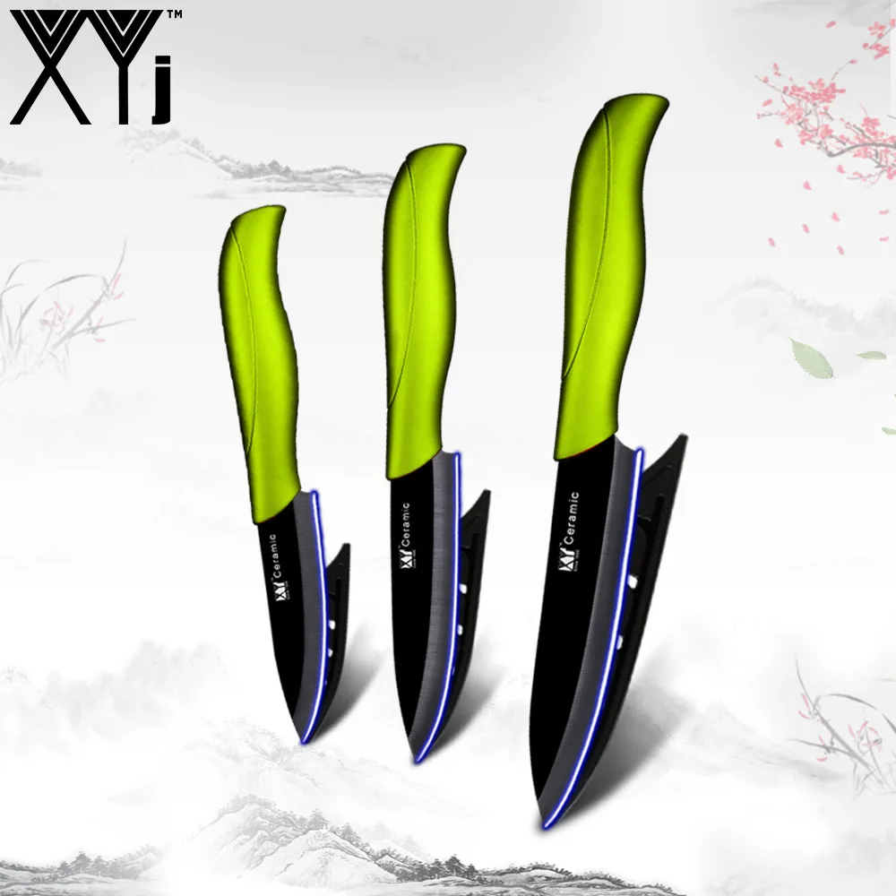 Green H Black Blade XYj керамический нож " 4" " дюймов Кухонные аксессуары набор ножей ABS+ TPR ручка набор керамических ножей циркониевое острое лезвие - Цвет: Green H Black Blade
