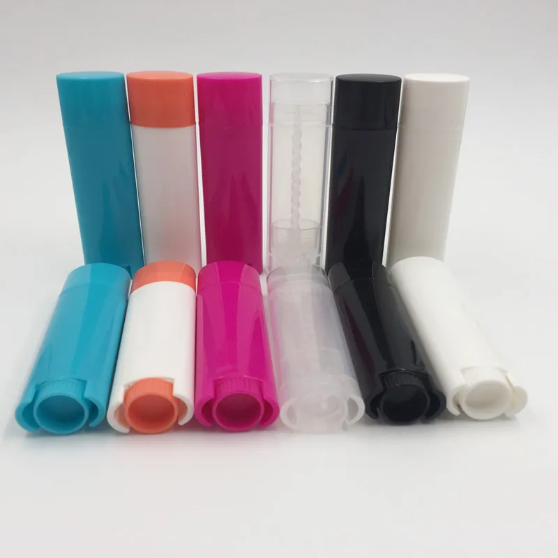 500pcs/lot 5ml 5cc Empty Plastic oval Lip Balm Tube ,  clear red green blue color empty lipstick container