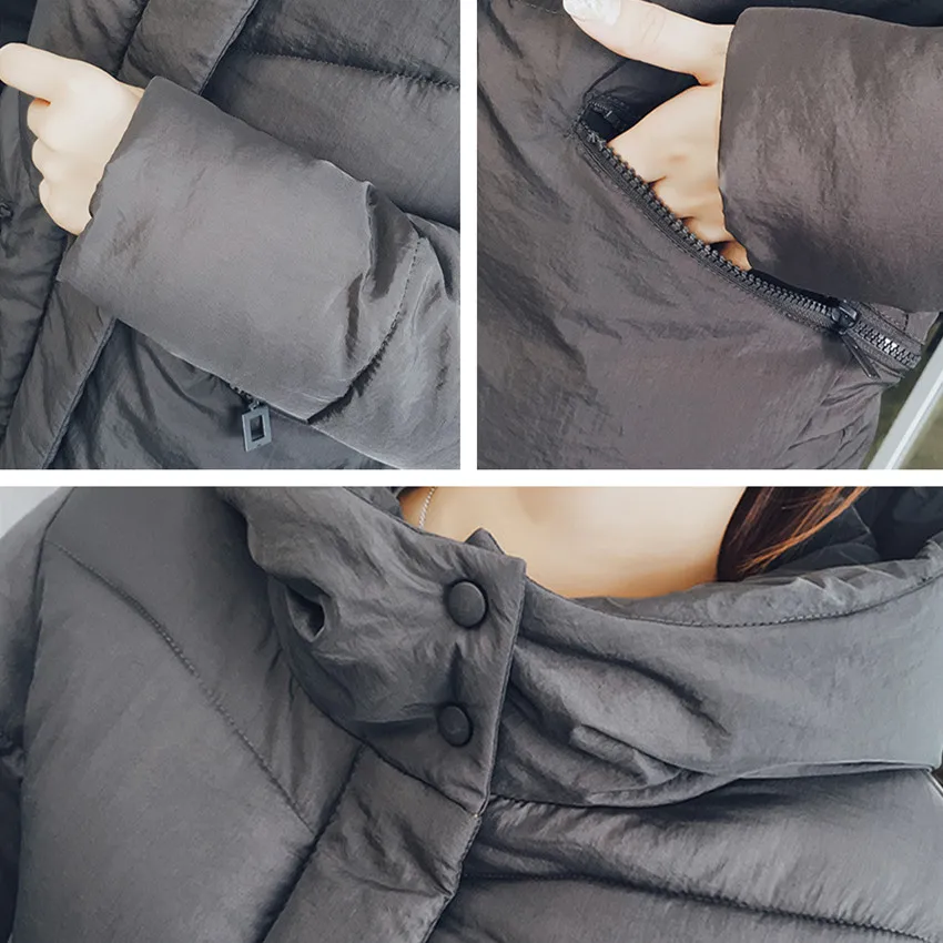 Модная зимняя куртка женское хлопковое пальто новинка 2019 пуховик с капюшоном