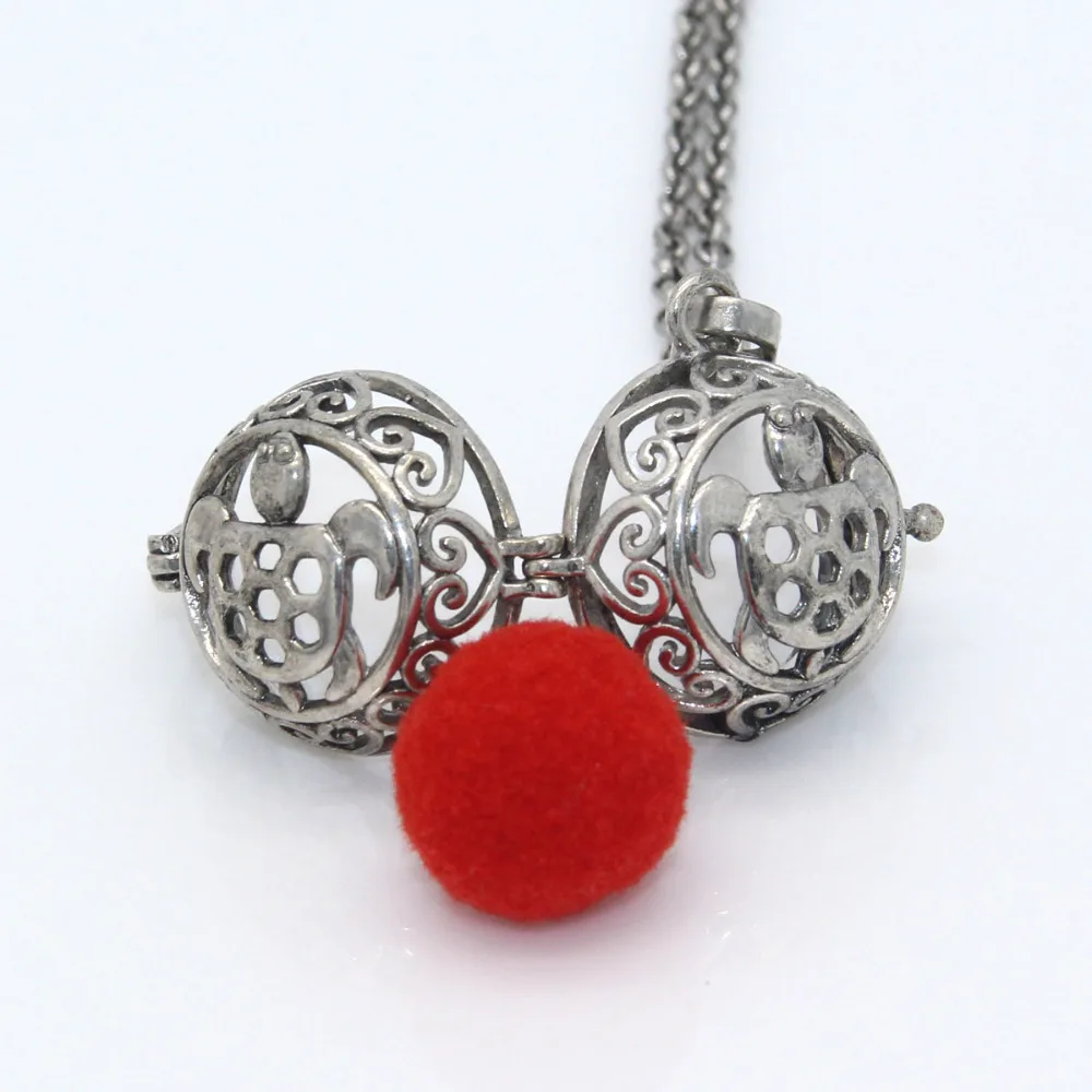 Старинное серебро сердце черепаха полые медальон светятся в темноте Бусины