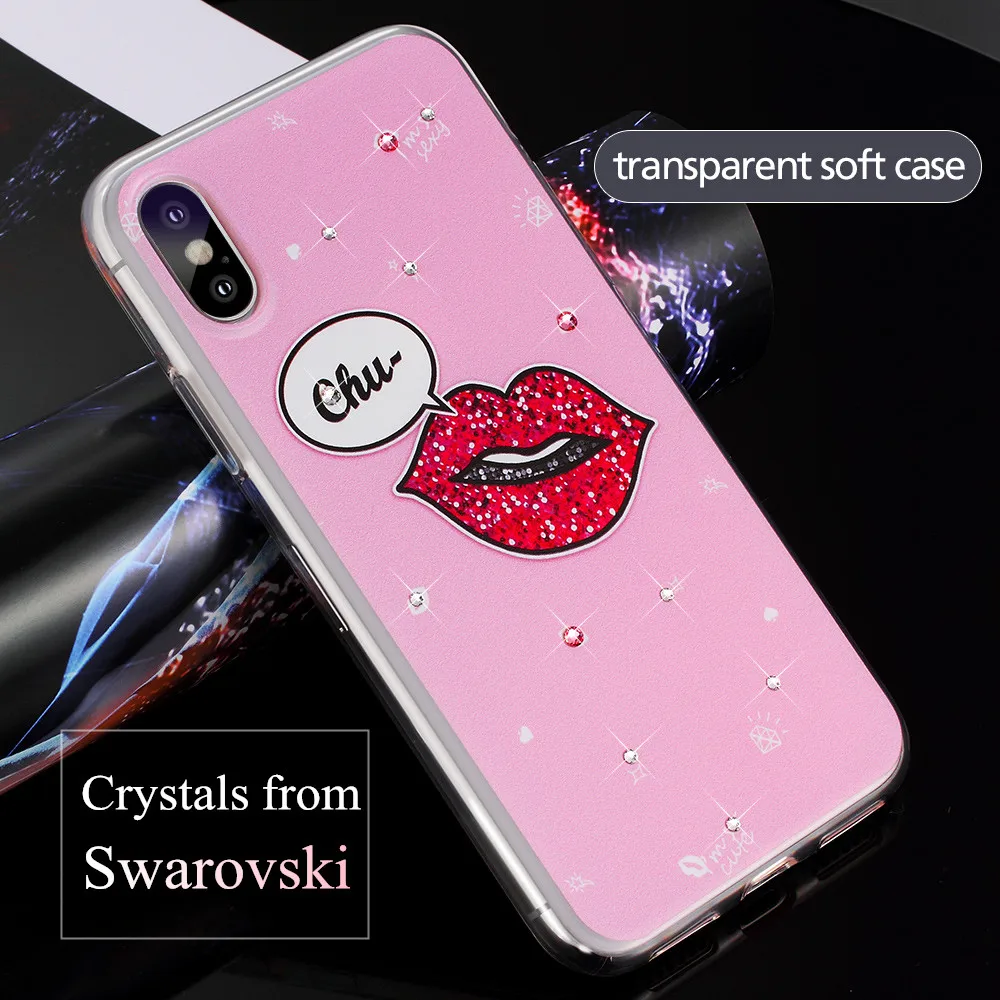 KINGXBAR для iPhone X Силиконовый чехол кристаллами Swarovski Прозрачный х крышка милые
