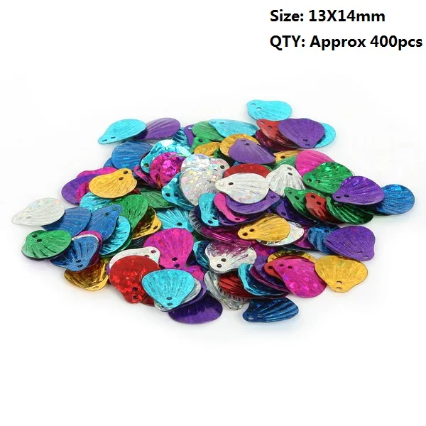 Shell 13X14mm 400pcs Разные размеры 250-2000 шт Разноцветные свободные блестки для рукоделия аксессуары для одежды Скрапбукинг для изготовления свадебных украшений - Цвет: Shell 13X14mm 400pcs