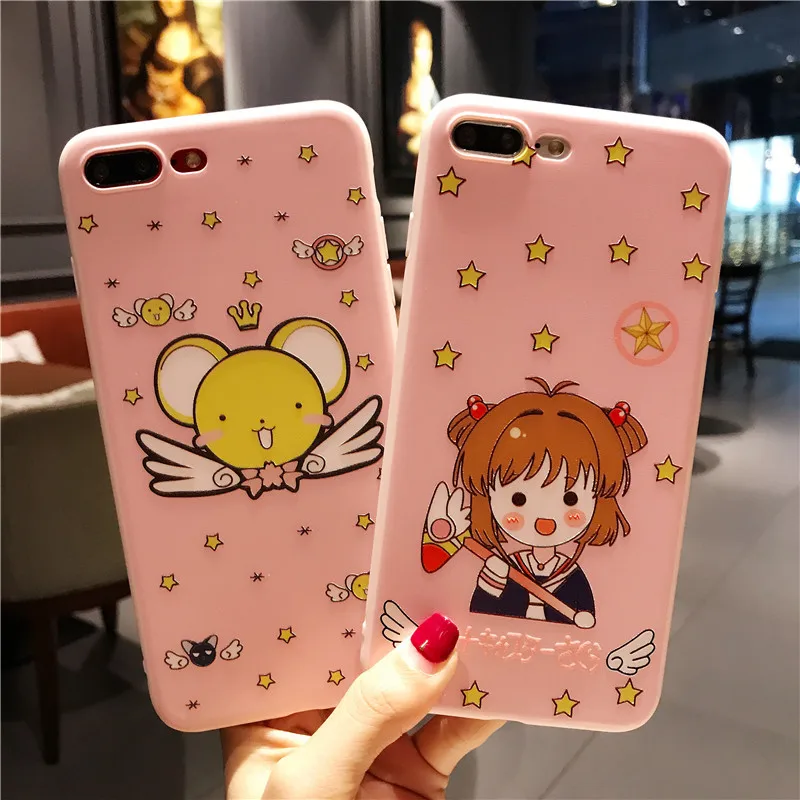 Чехол с принтом "Сейлор Мун"+ Защитная пленка для экрана для iphone 8 plus милый мультяшный розовый мягкий чехол для девочки для iphone 7 plus 6 6s стеклянная пленка чехол