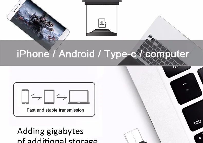 Мини OTG USB флэш-накопитель 16 ГБ 32 ГБ Флешка для Iphone/Android/type C Высокоскоростной USB 2,0 3 в 1 Многофункциональный кардридер
