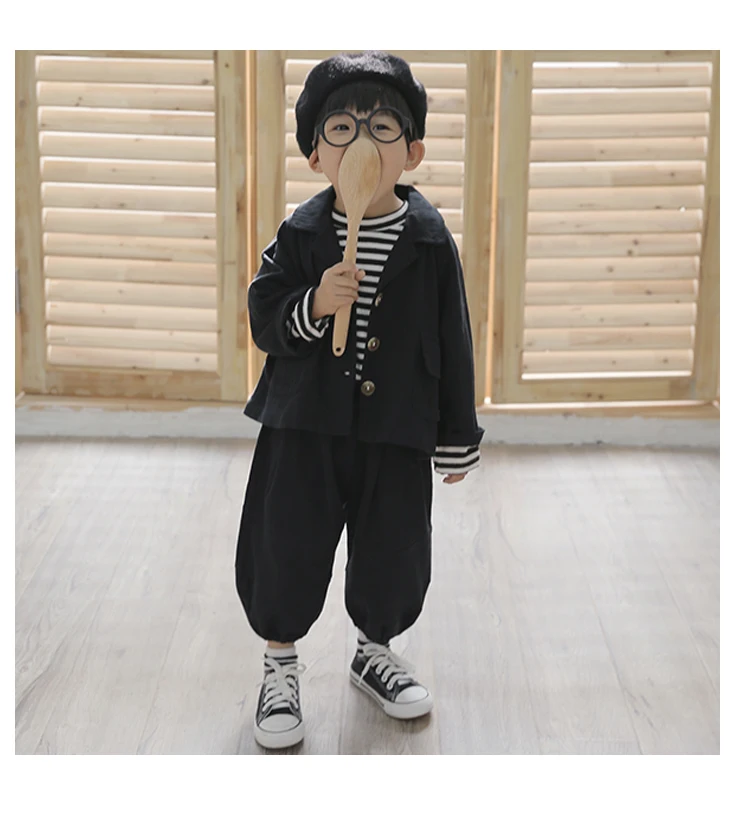 Autumn 2018 baby boys fashion loose clothing sets kids cotton long sleeve coat and harem pants children casual outfits | Детская одежда