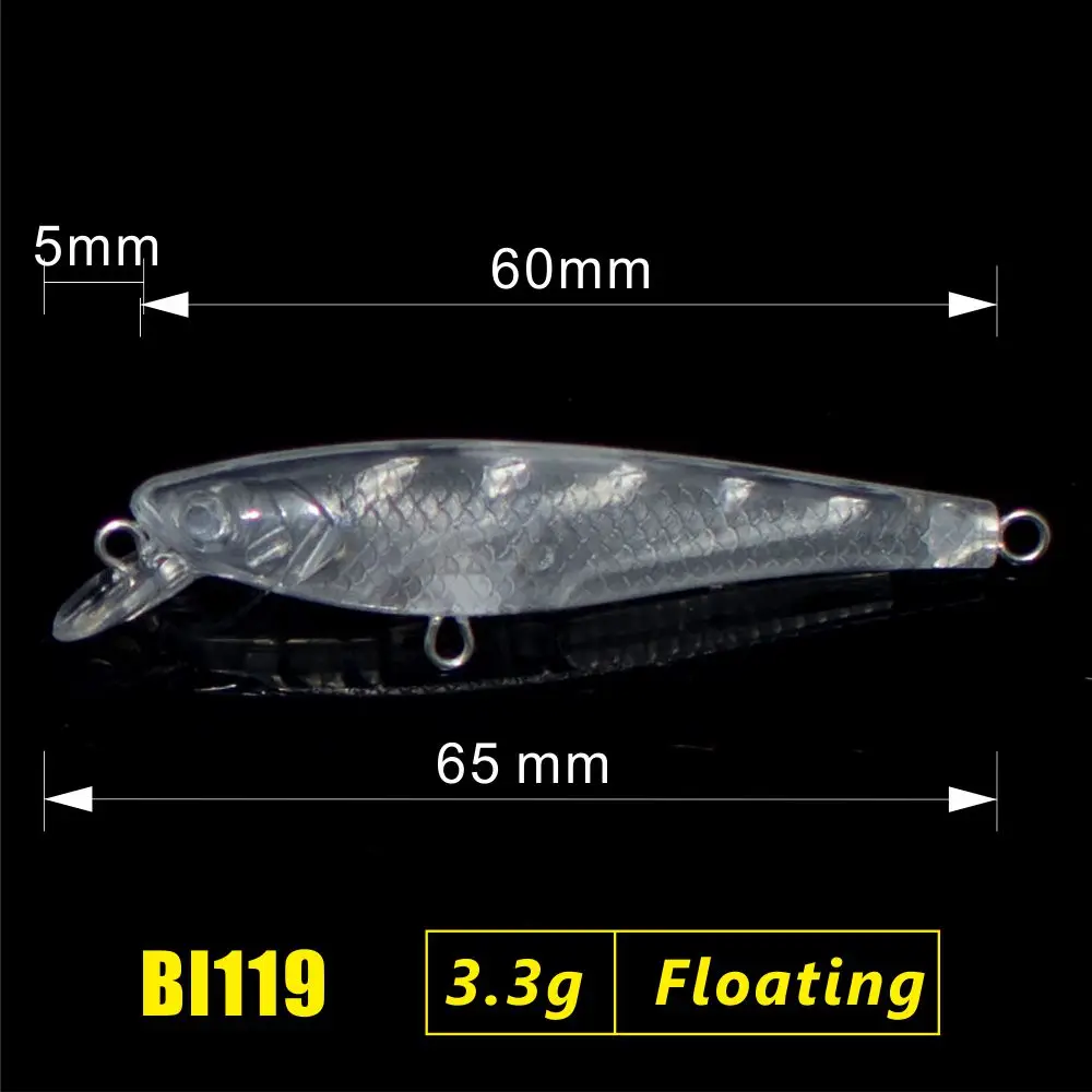10 шт. пустая жесткая приманка обратного отсчета 60 мм неокрашенные рыболовные