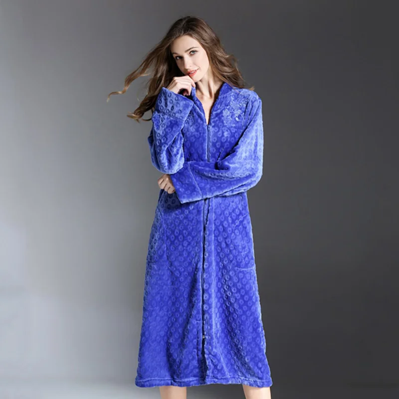 2019 зимний женский Халат фланелевый удлиненный толстый теплый банный халат на