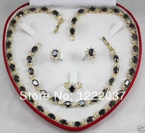 Набор ювелирных изделий из черного кристалла и циркона | Украшения аксессуары